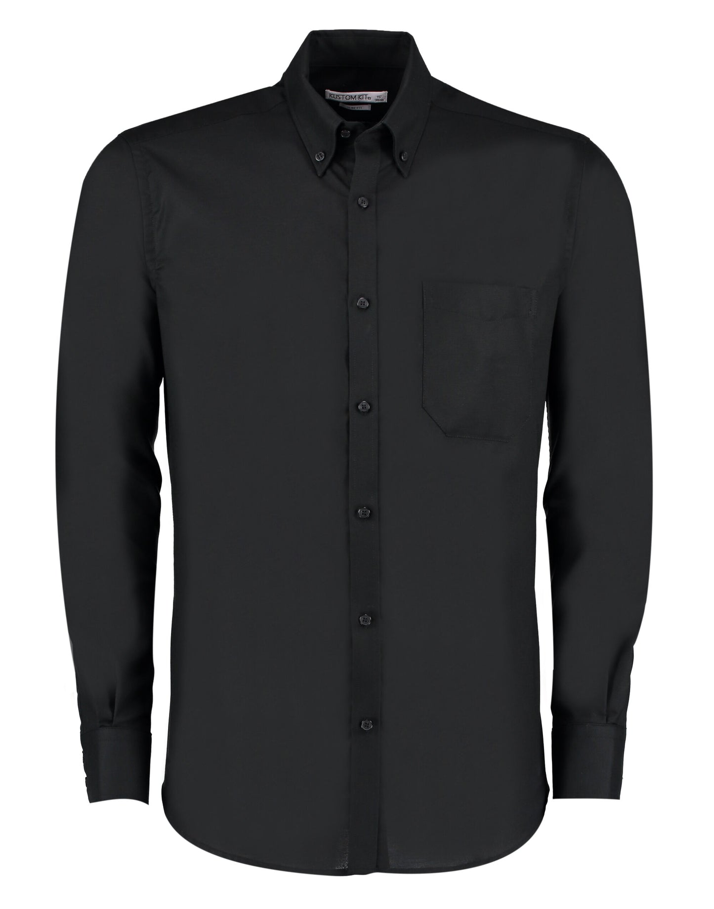 Slim Fit Long Sleeve Workwear Oxford Shirt - Black