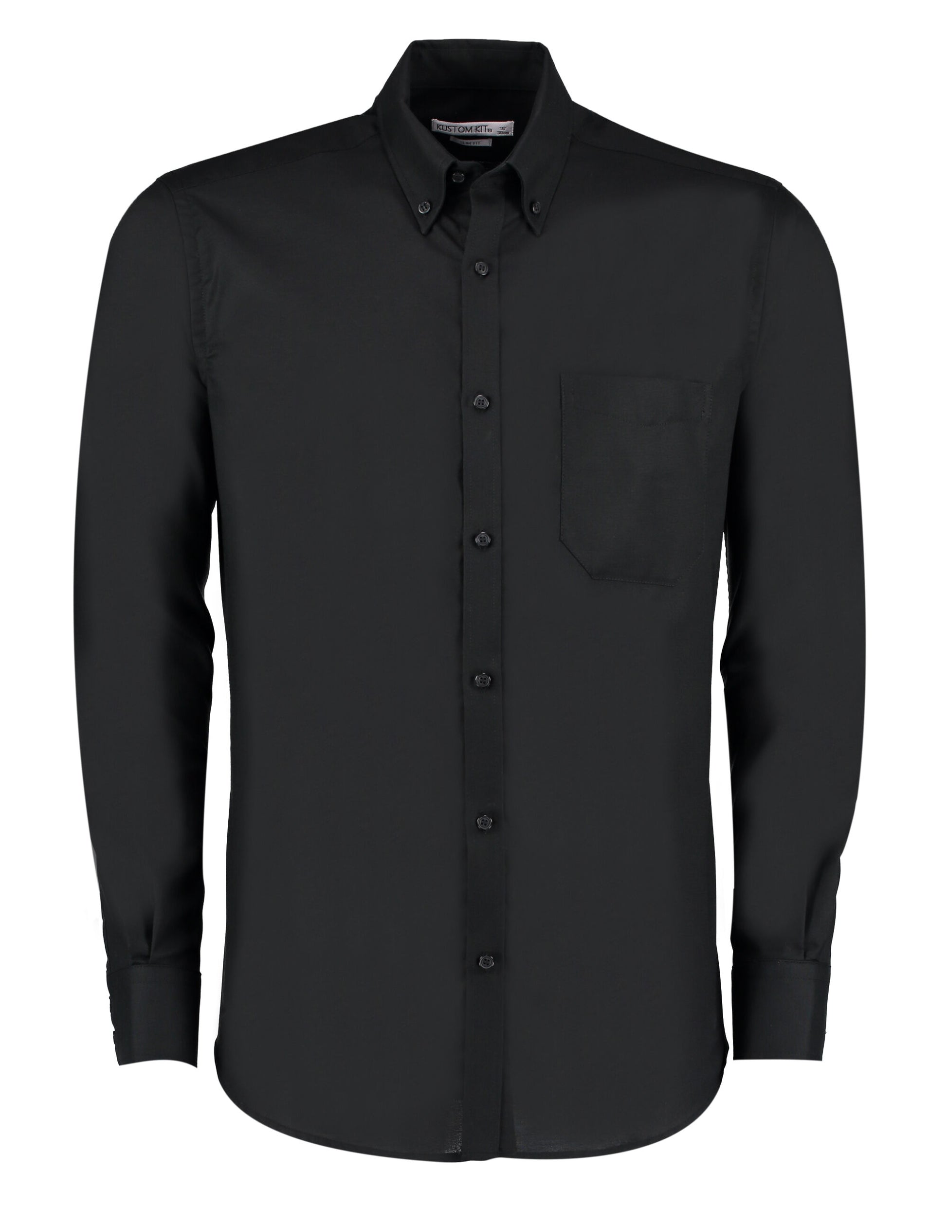 Slim Fit Long Sleeve Workwear Oxford Shirt - Black