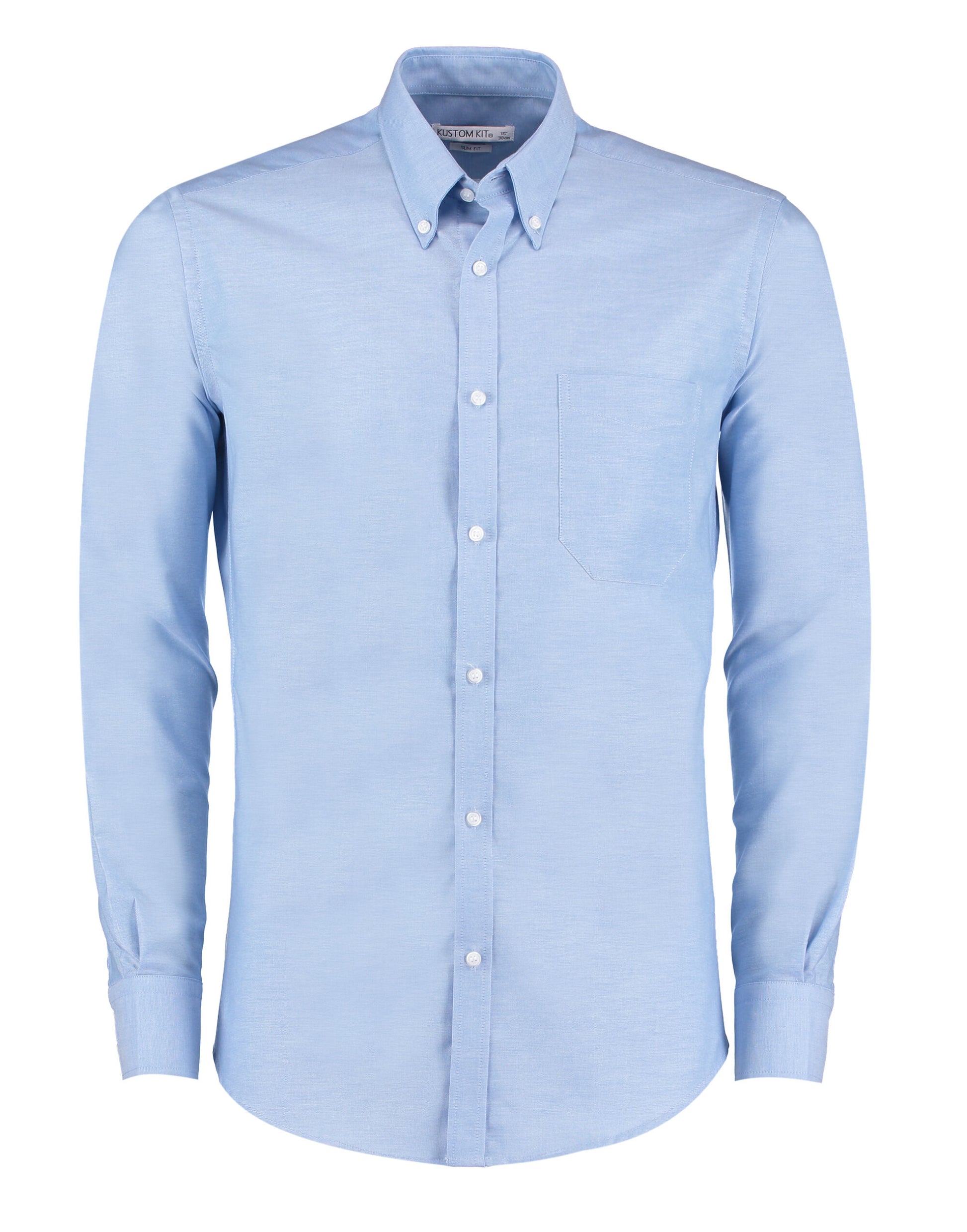 Slim Fit Long Sleeve Workwear Oxford Shirt - Light Blue