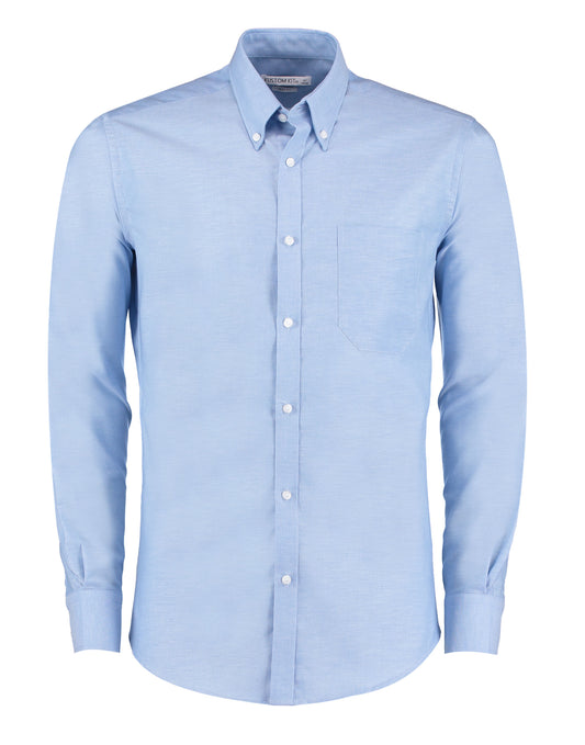 Slim Fit Long Sleeve Workwear Oxford Shirt - Light Blue
