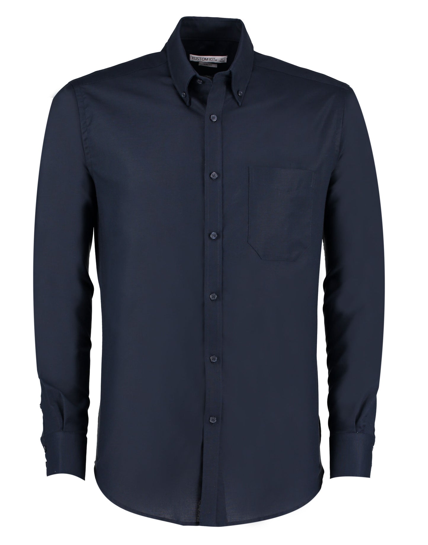 Slim Fit Long Sleeve Workwear Oxford Shirt - Navy