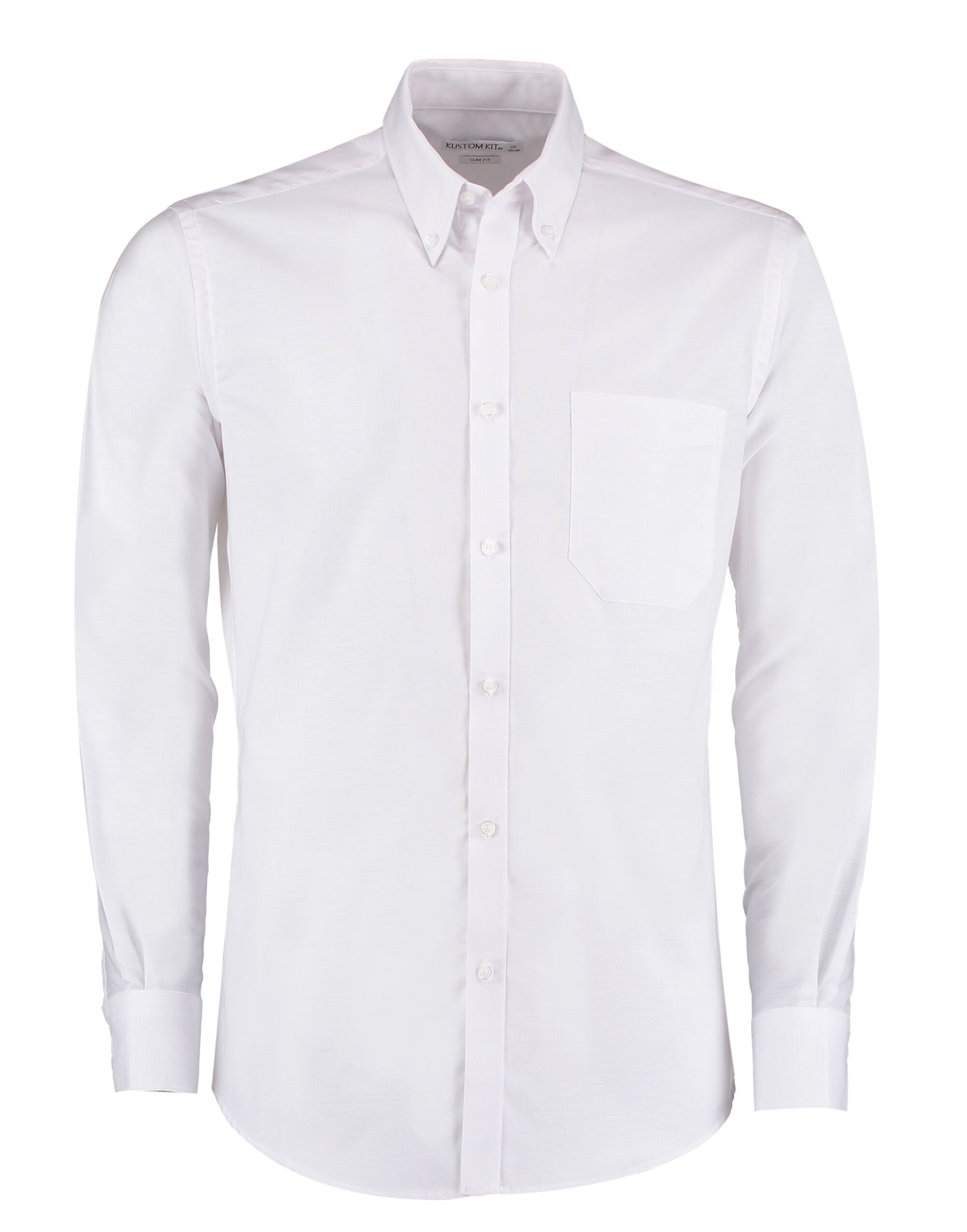 Slim Fit Long Sleeve Workwear Oxford Shirt - White