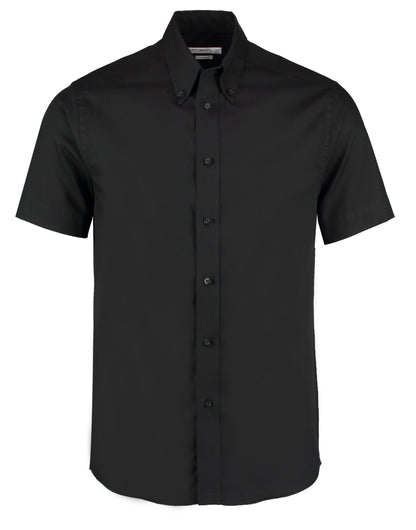 Tailored Fit Short Sleeve Premium Oxford Shirt - Black