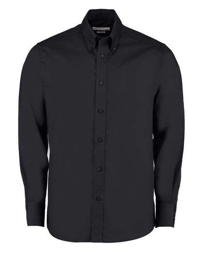 Tailored Fit Long Sleeve Premium Oxford Shirt - Black