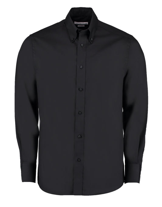 Tailored Fit Long Sleeve Premium Oxford Shirt - Black