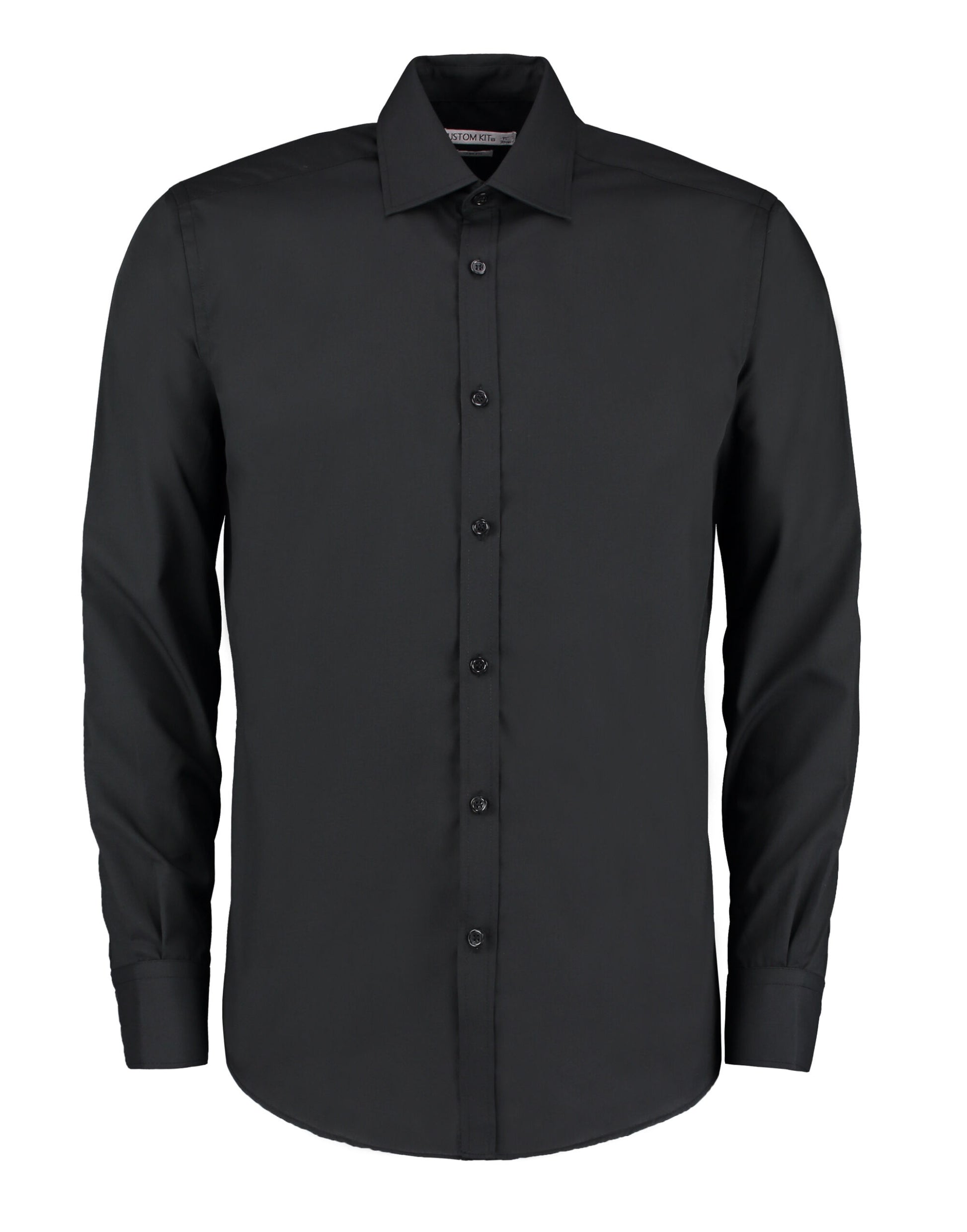 Slim Fit Long Sleeve Business Shirt - Black