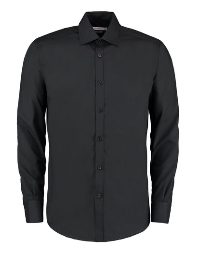 Slim Fit Long Sleeve Business Shirt - Black