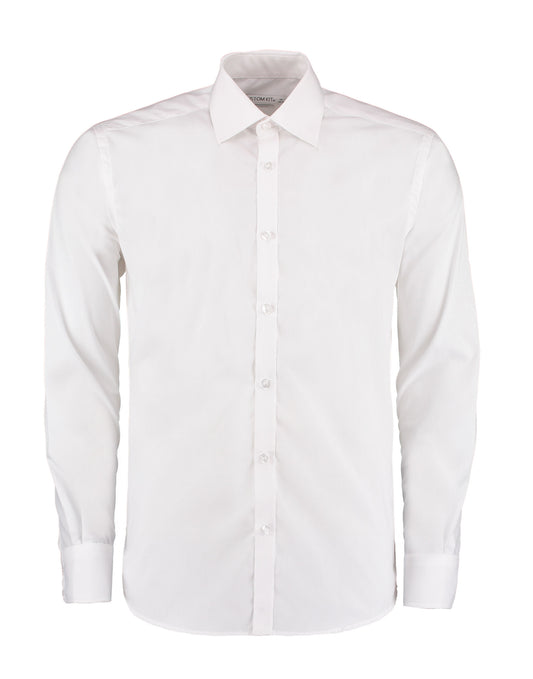 Slim Fit Long Sleeve Business Shirt - White