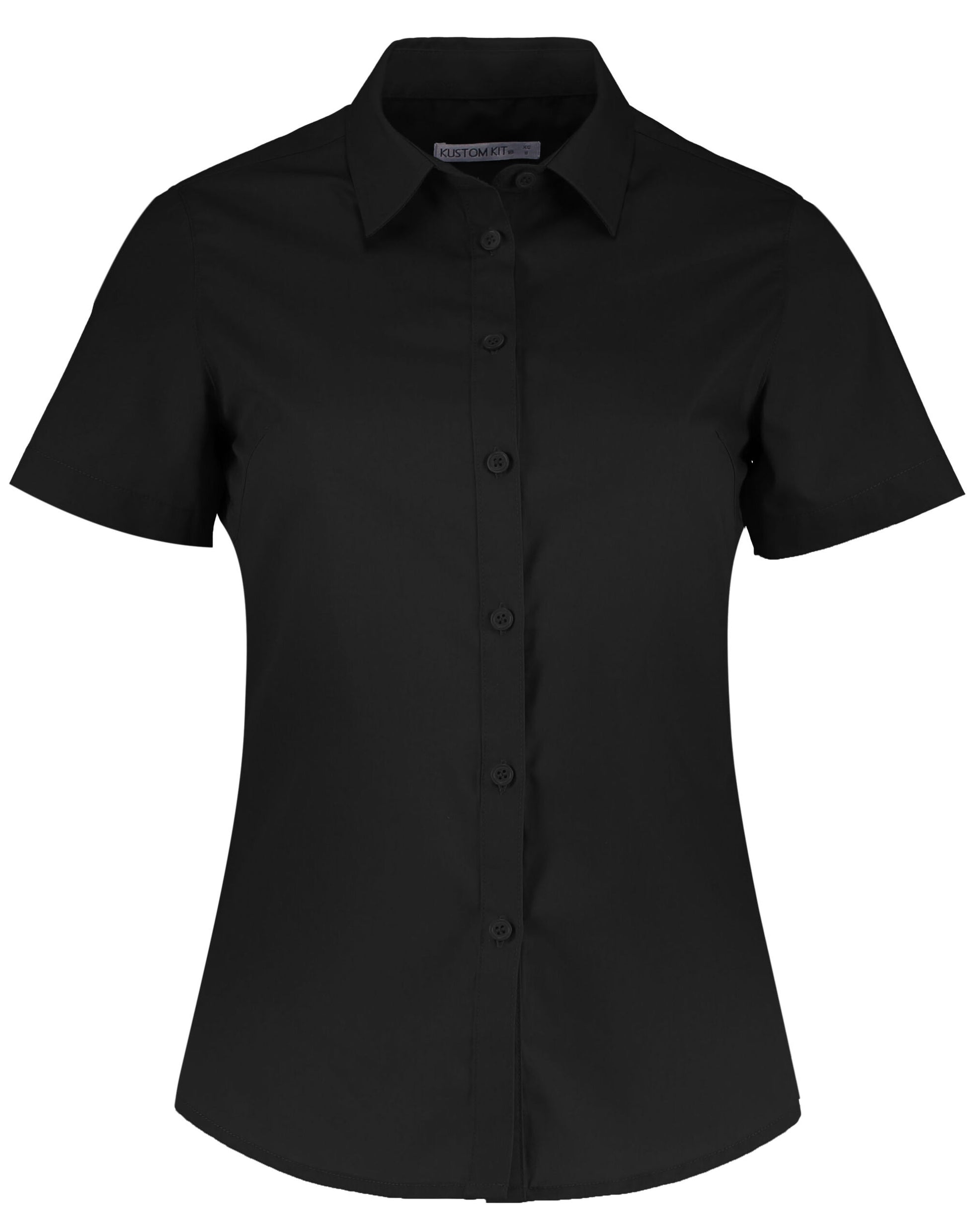 Tailored Fit Short Sleeve Poplin Shirt - Black