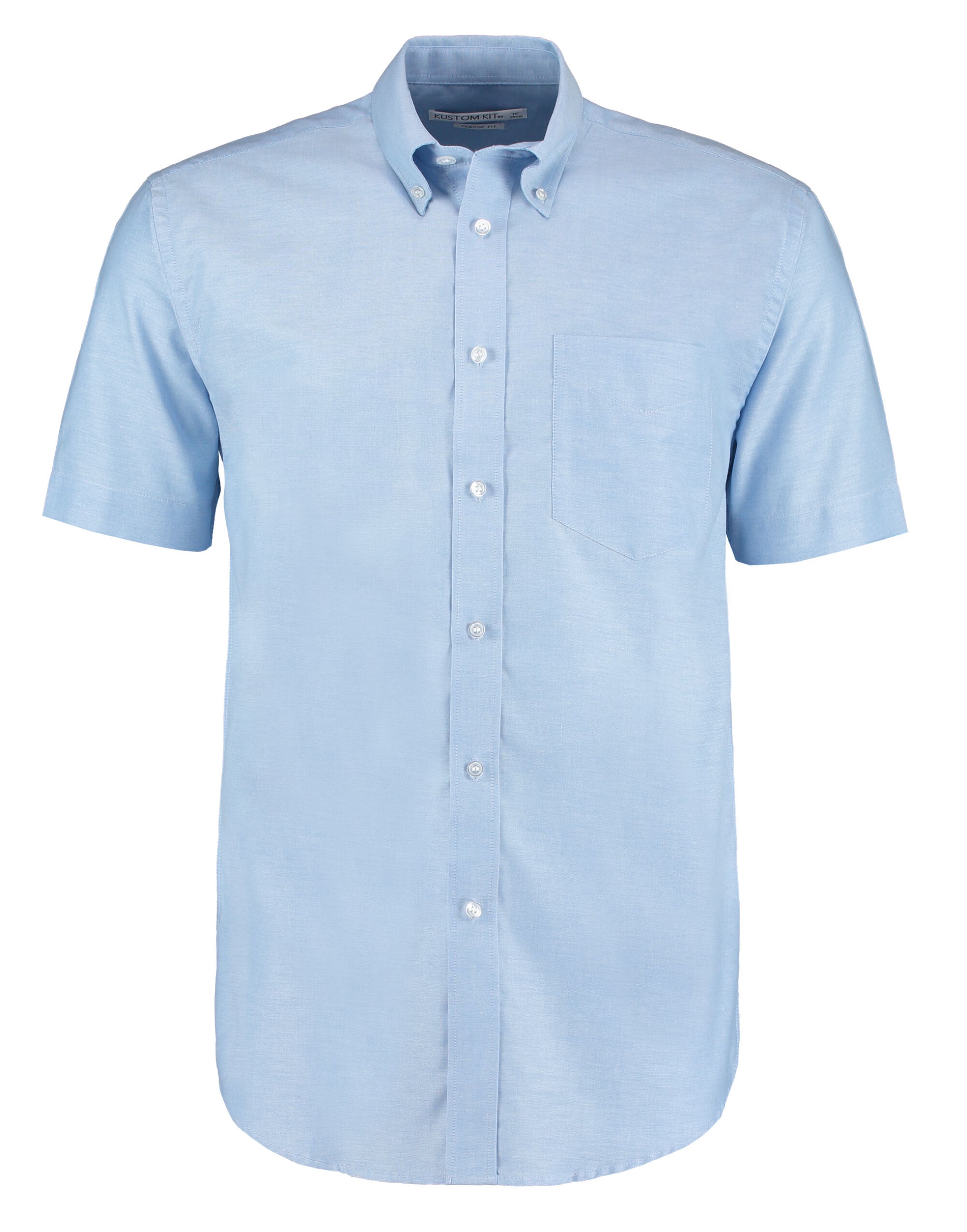 Classic Fit Short Sleeve Workwear Oxford Shirt - Light Blue