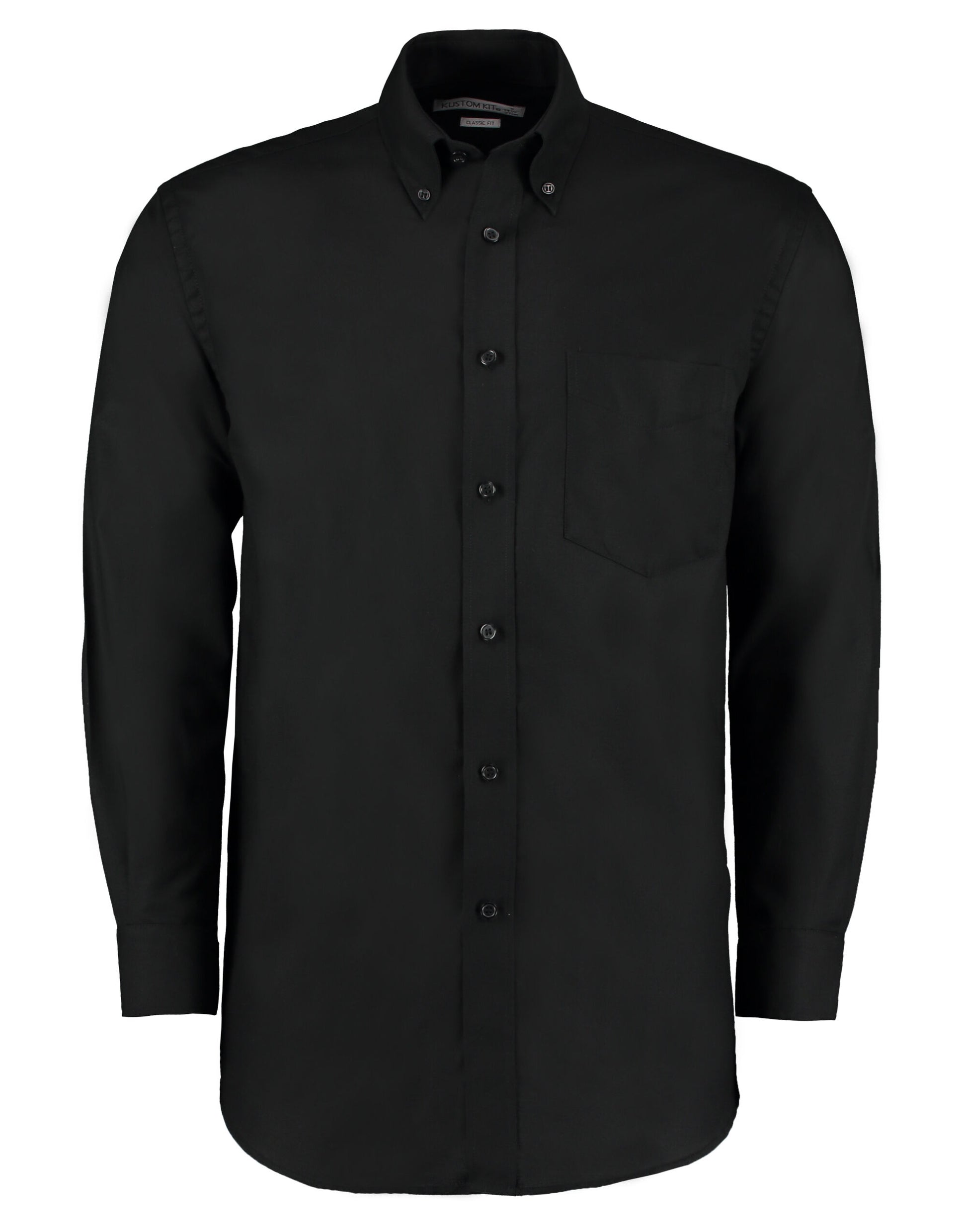 Classic Fit Long Sleeve Workwear Oxford Shirt - Black