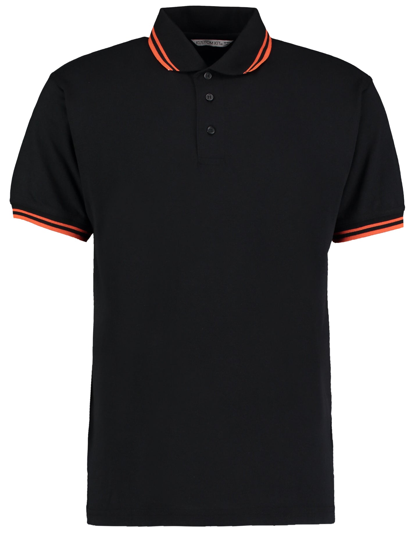 Classic Fit Tipped Collar Polo - Black/Orange