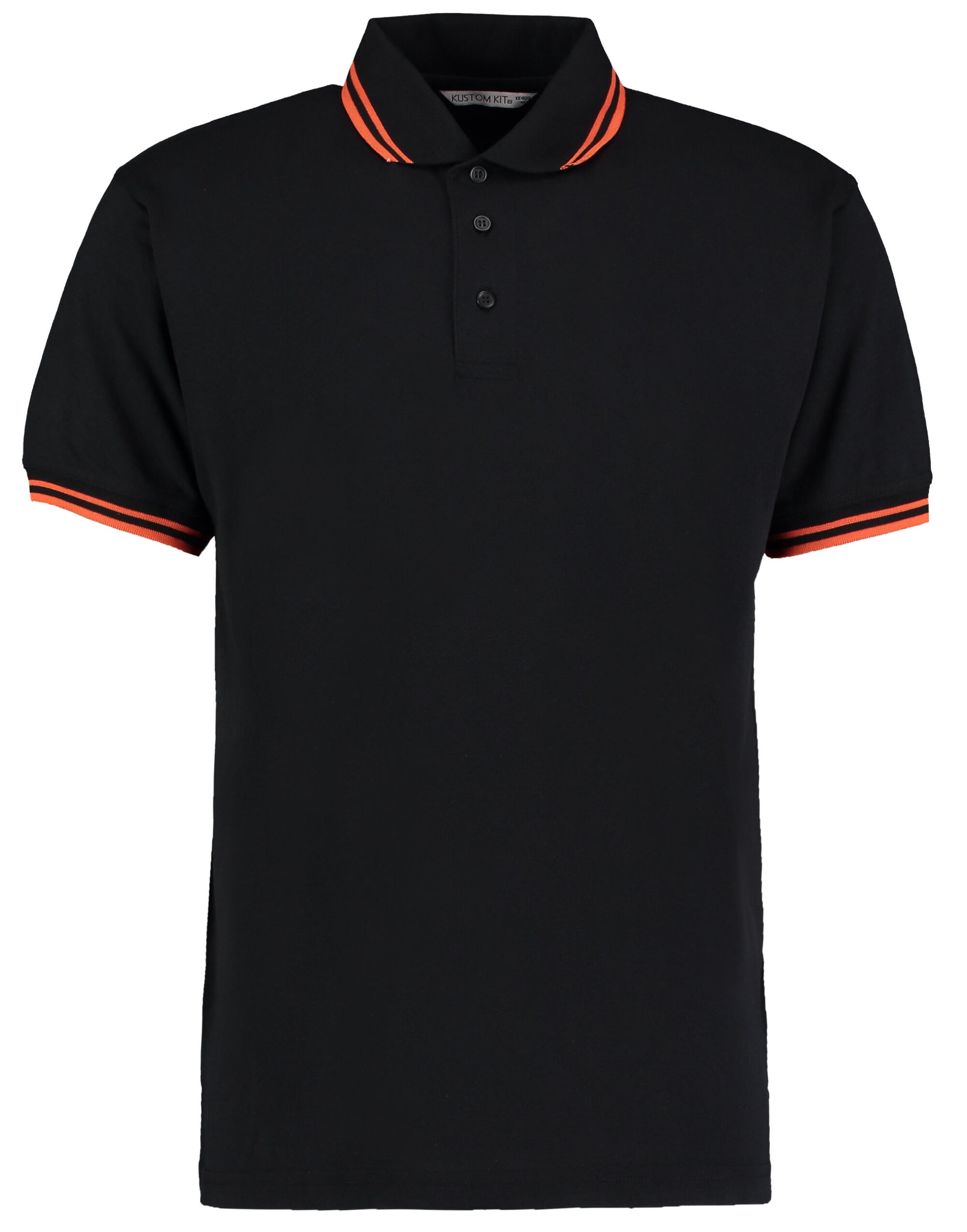 Classic Fit Tipped Collar Polo - Black/Orange