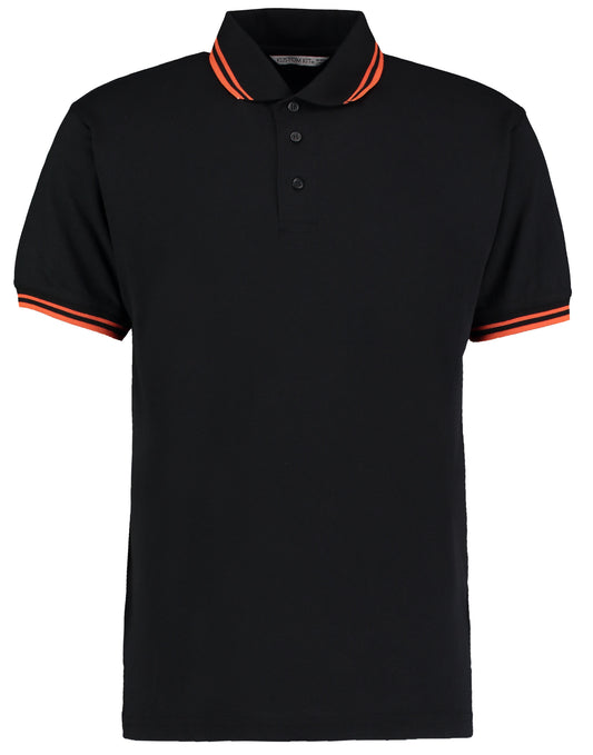 Classic Fit Tipped Collar Polo - Black/Orange
