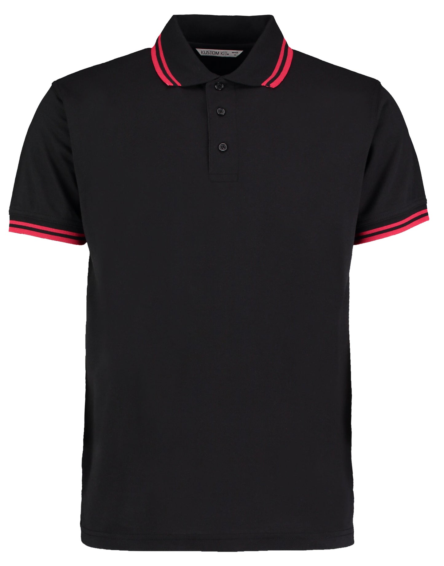 Classic Fit Tipped Collar Polo - Black/Red