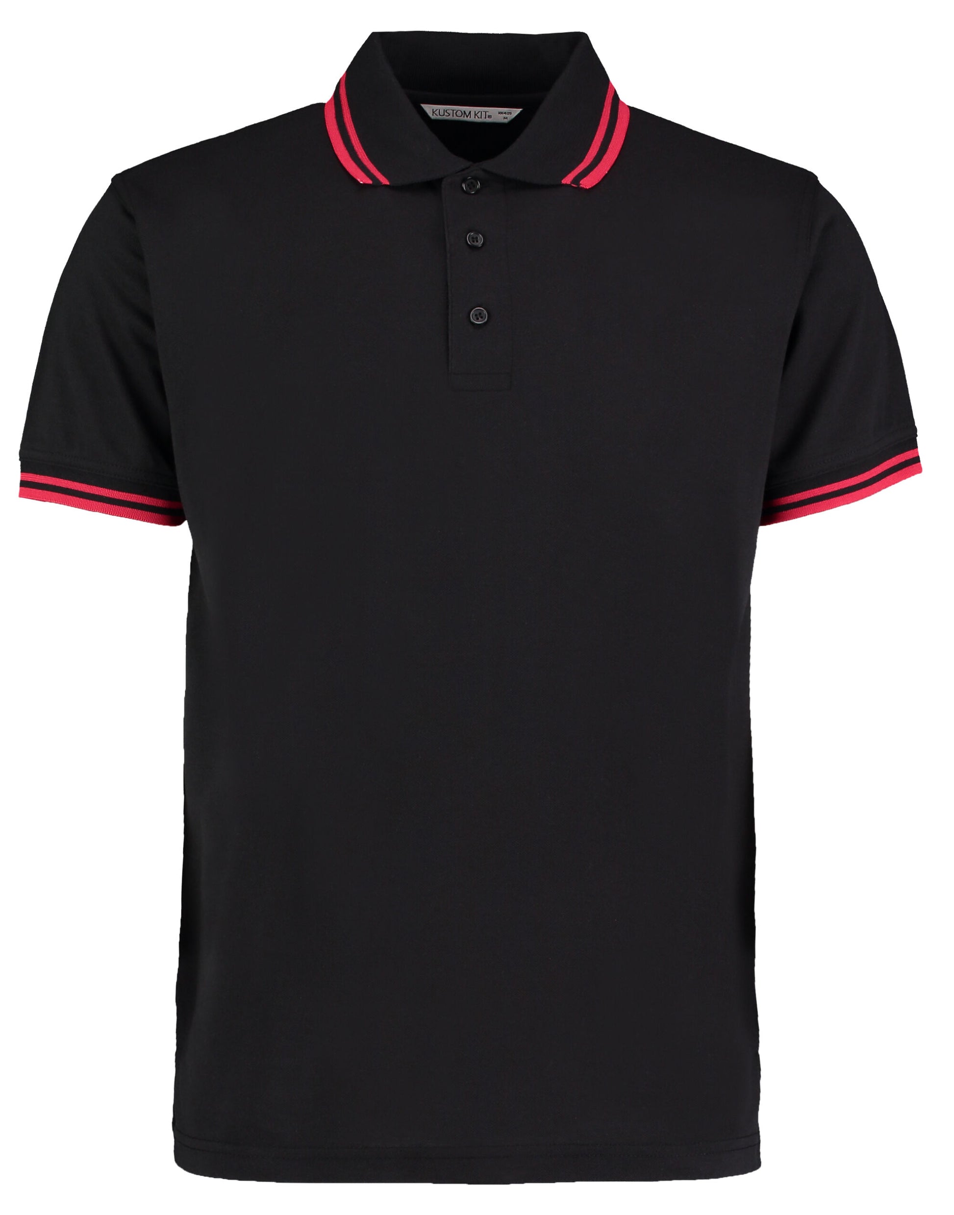 Classic Fit Tipped Collar Polo - Black/Red