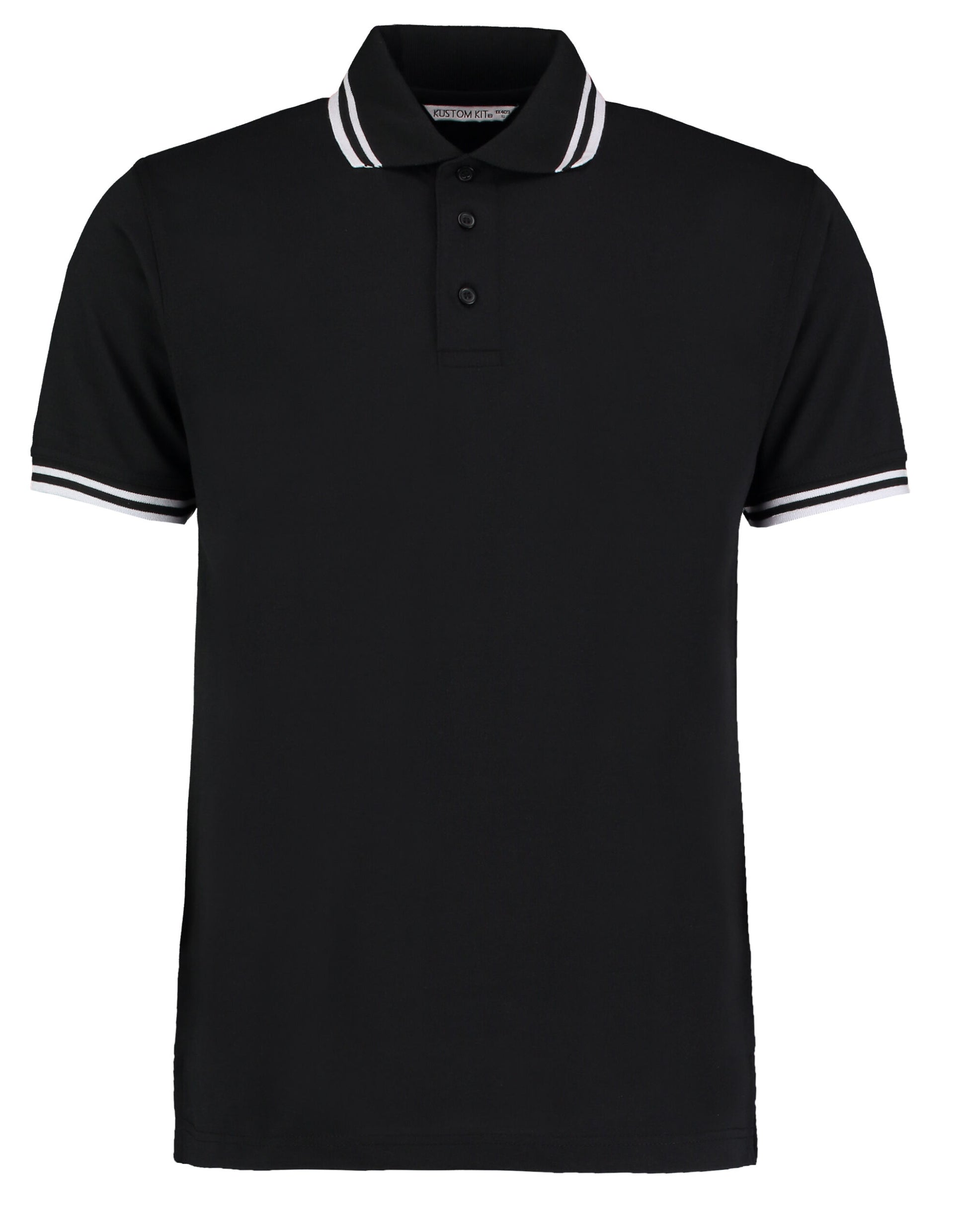 Classic Fit Tipped Collar Polo - Black/White
