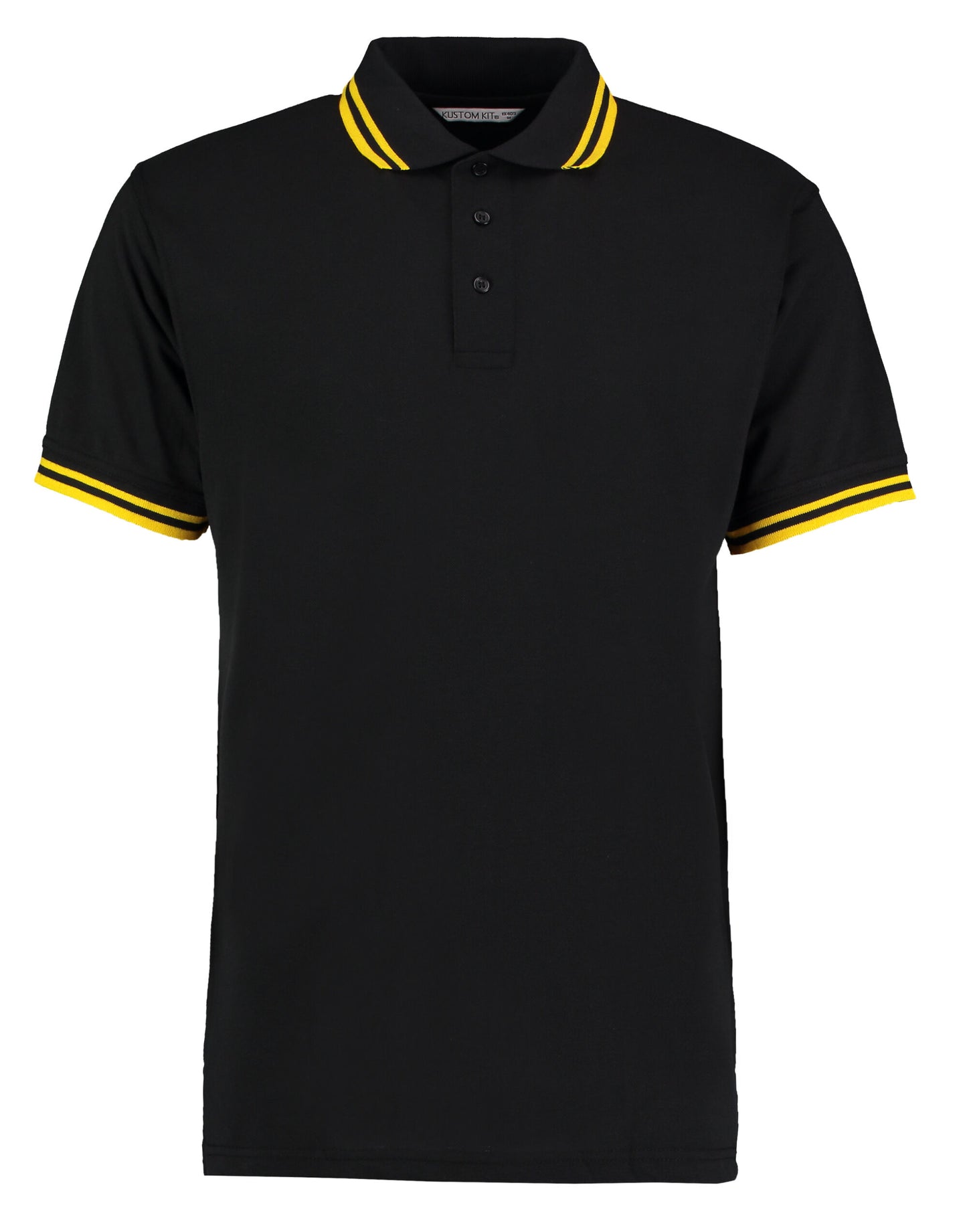 Classic Fit Tipped Collar Polo - Black/Yellow
