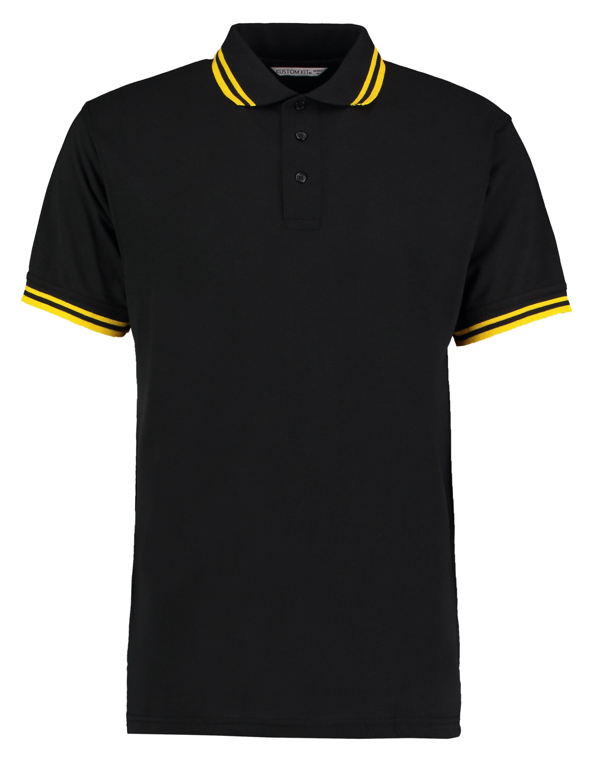 Classic Fit Tipped Collar Polo - Black/Yellow
