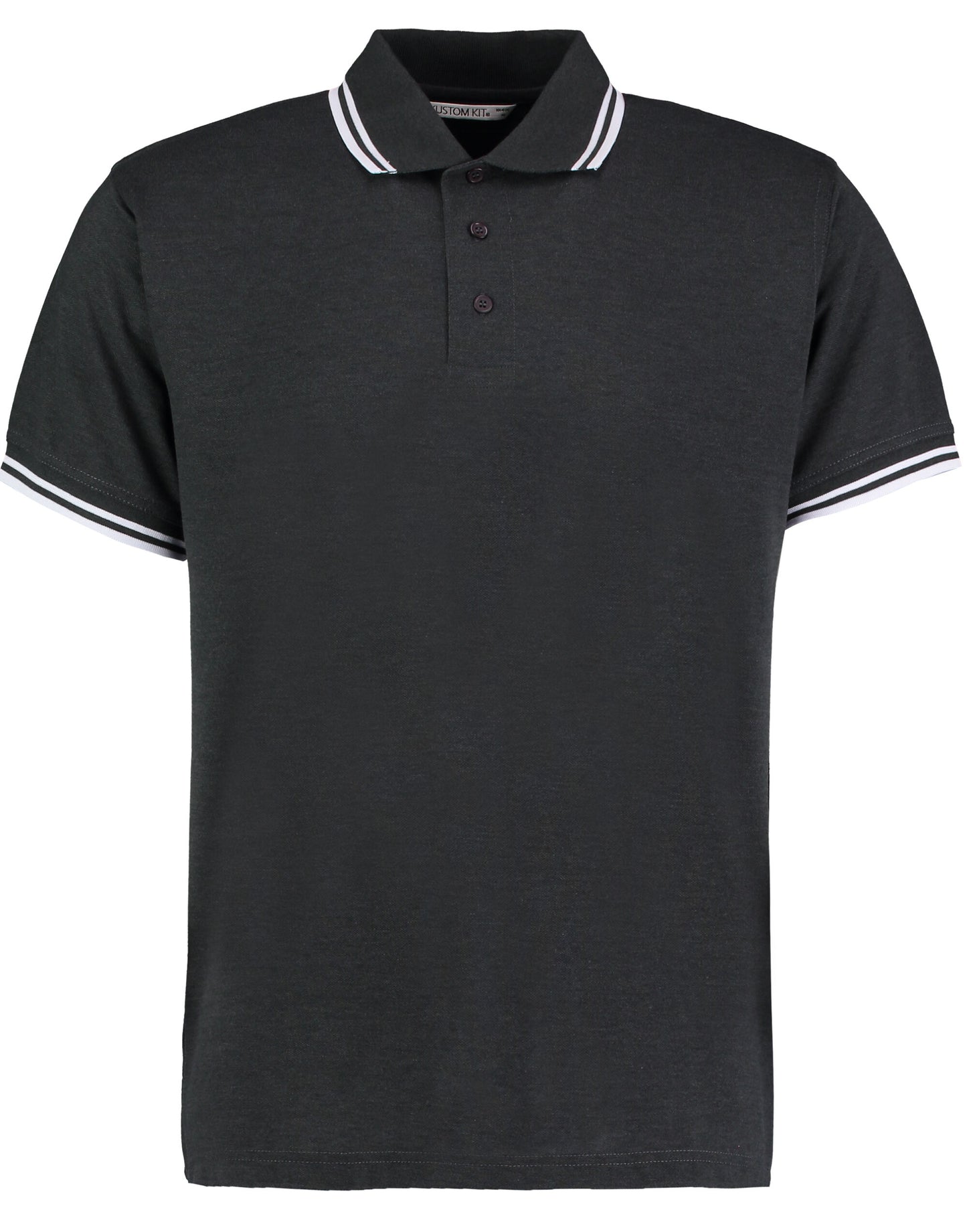 Classic Fit Tipped Collar Polo - Graphite/ White