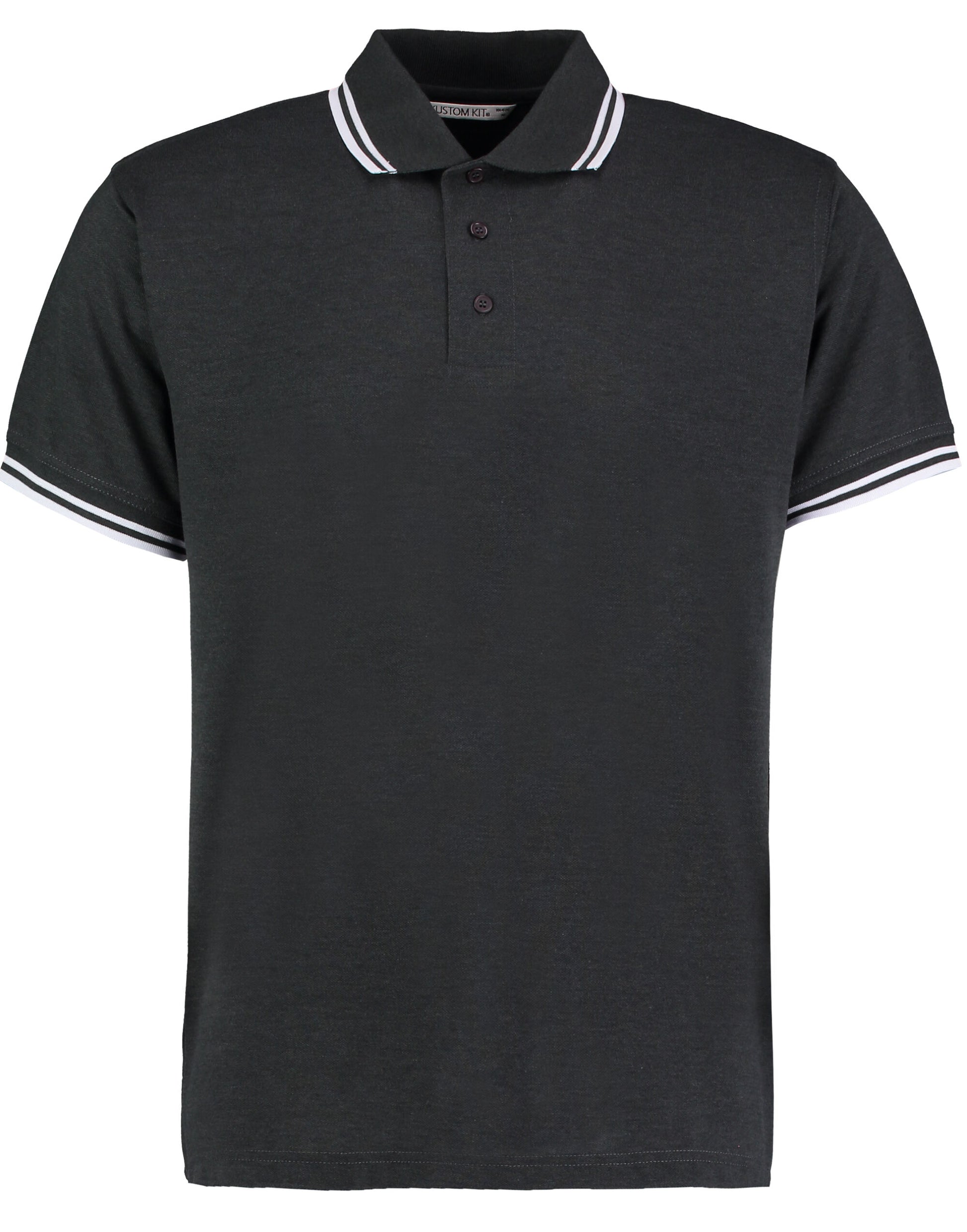 Classic Fit Tipped Collar Polo - Graphite/ White