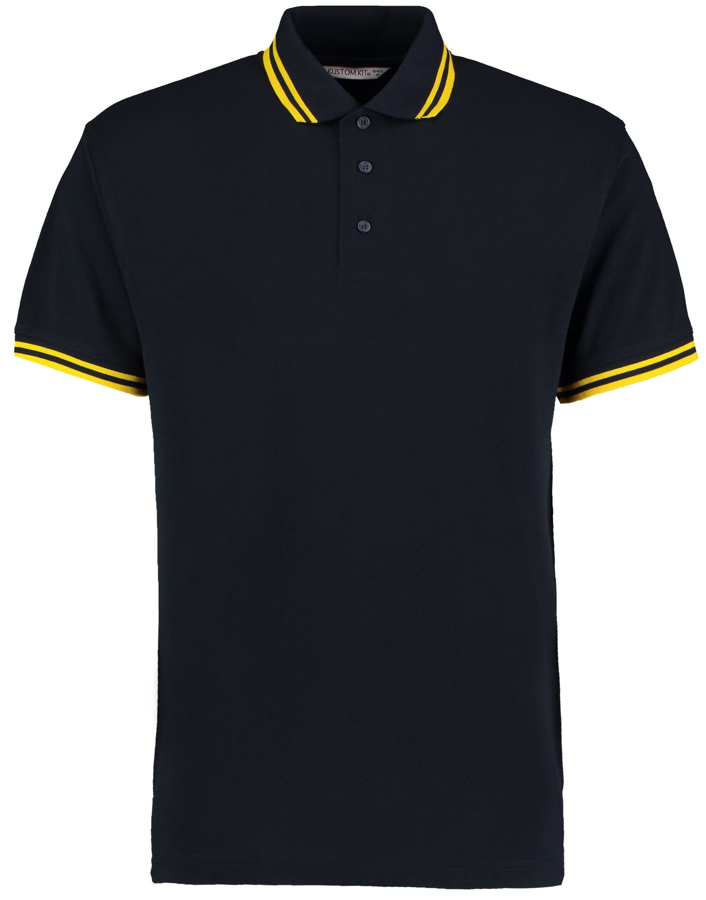Classic Fit Tipped Collar Polo - Navy/Yellow