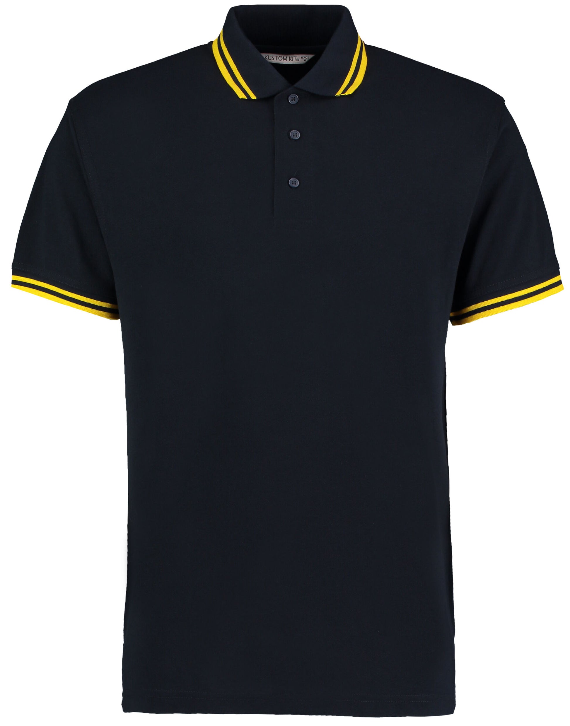 Classic Fit Tipped Collar Polo - Navy/Yellow