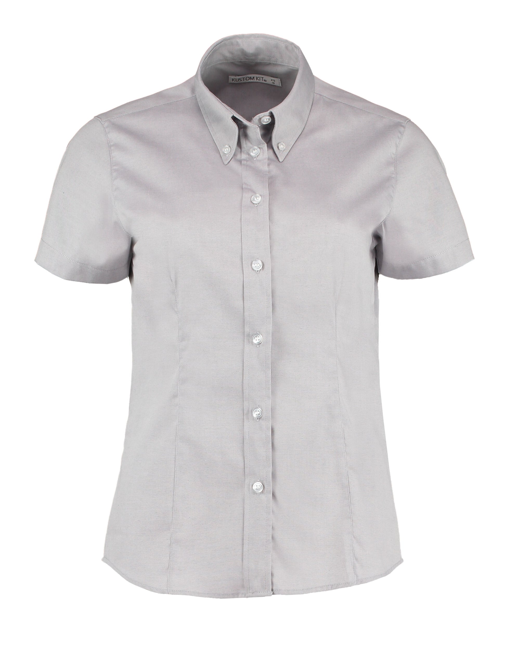 Tailored Fit Short Sleeve Premium Oxford Shirt - Silver Grey