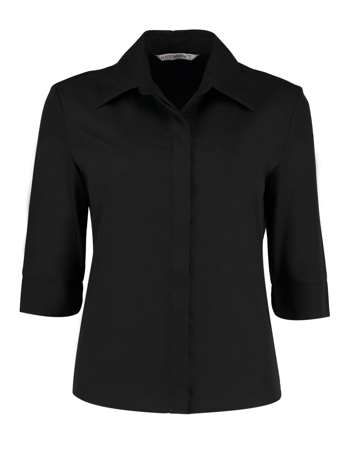 Tailored Fit 3/4 Sleeve Continental Blouse - Black
