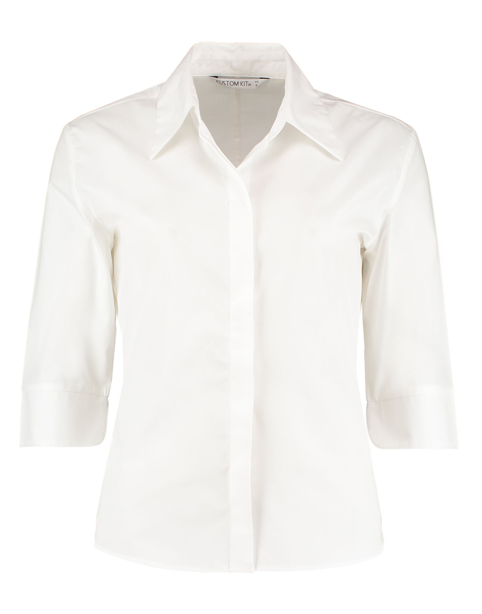 Tailored Fit 3/4 Sleeve Continental Blouse - White