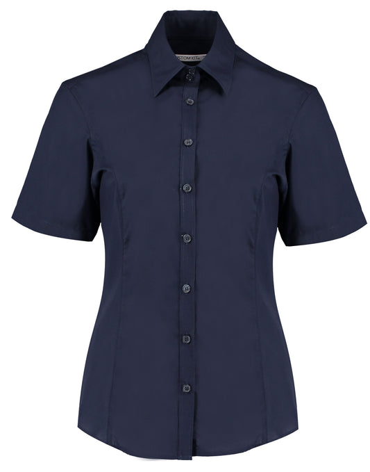 Tailored Fit Short Sleeve Business Shirt - Dark Navy