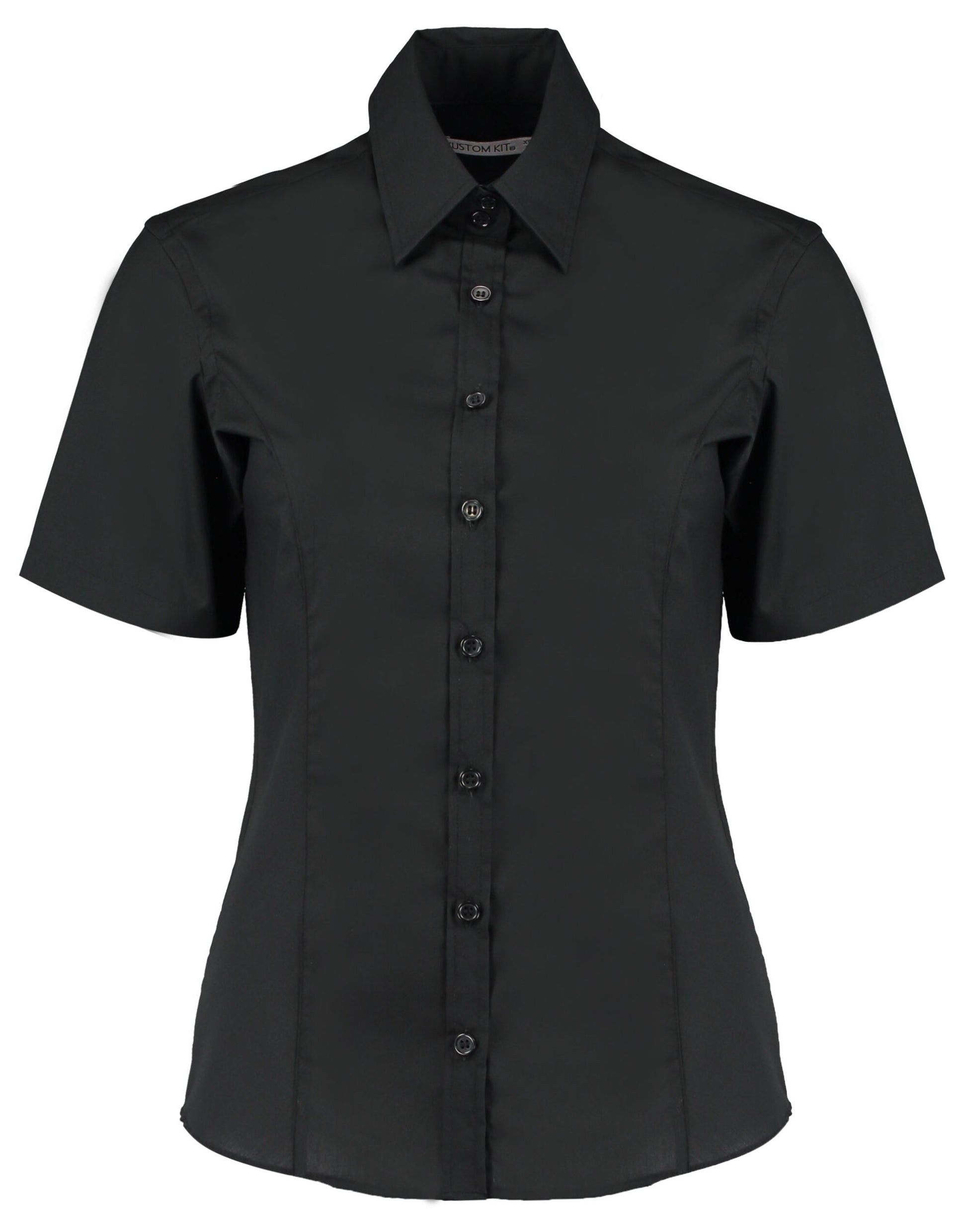 Tailored Fit Short Sleeve Business Shirt - Black