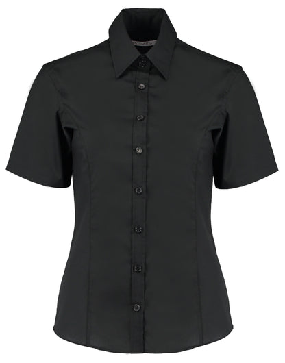 Tailored Fit Short Sleeve Business Shirt - Black