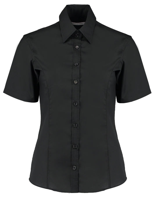Tailored Fit Short Sleeve Business Shirt - Black