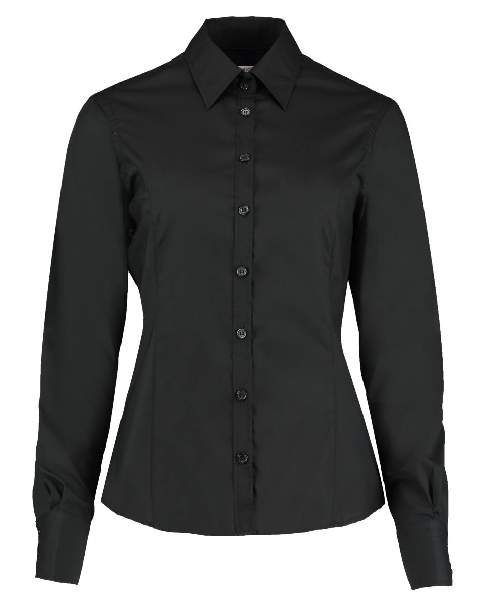 Tailored Fit Long Sleeve Business Shirt - Black