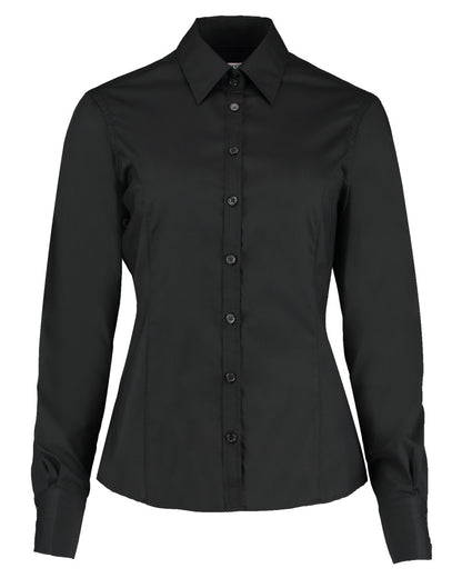 Tailored Fit Long Sleeve Business Shirt - Black