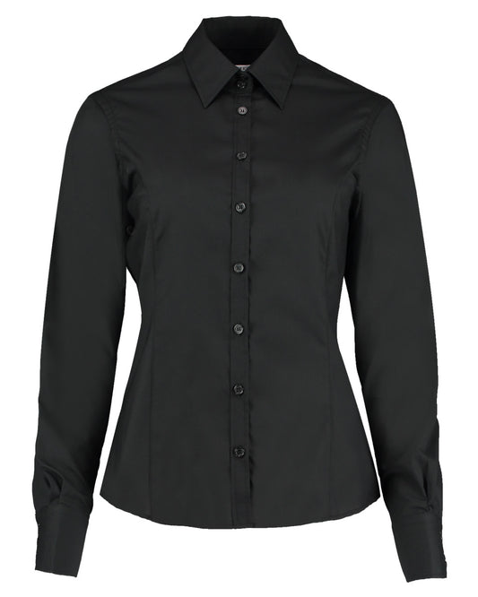 Tailored Fit Long Sleeve Business Shirt - Black
