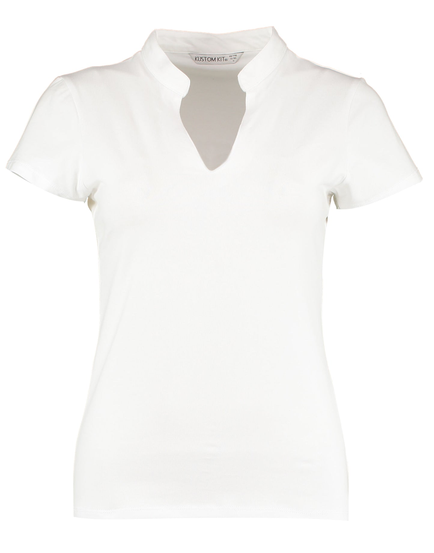 Regular Fit Short Sleeve Mandarin Colar Top - White