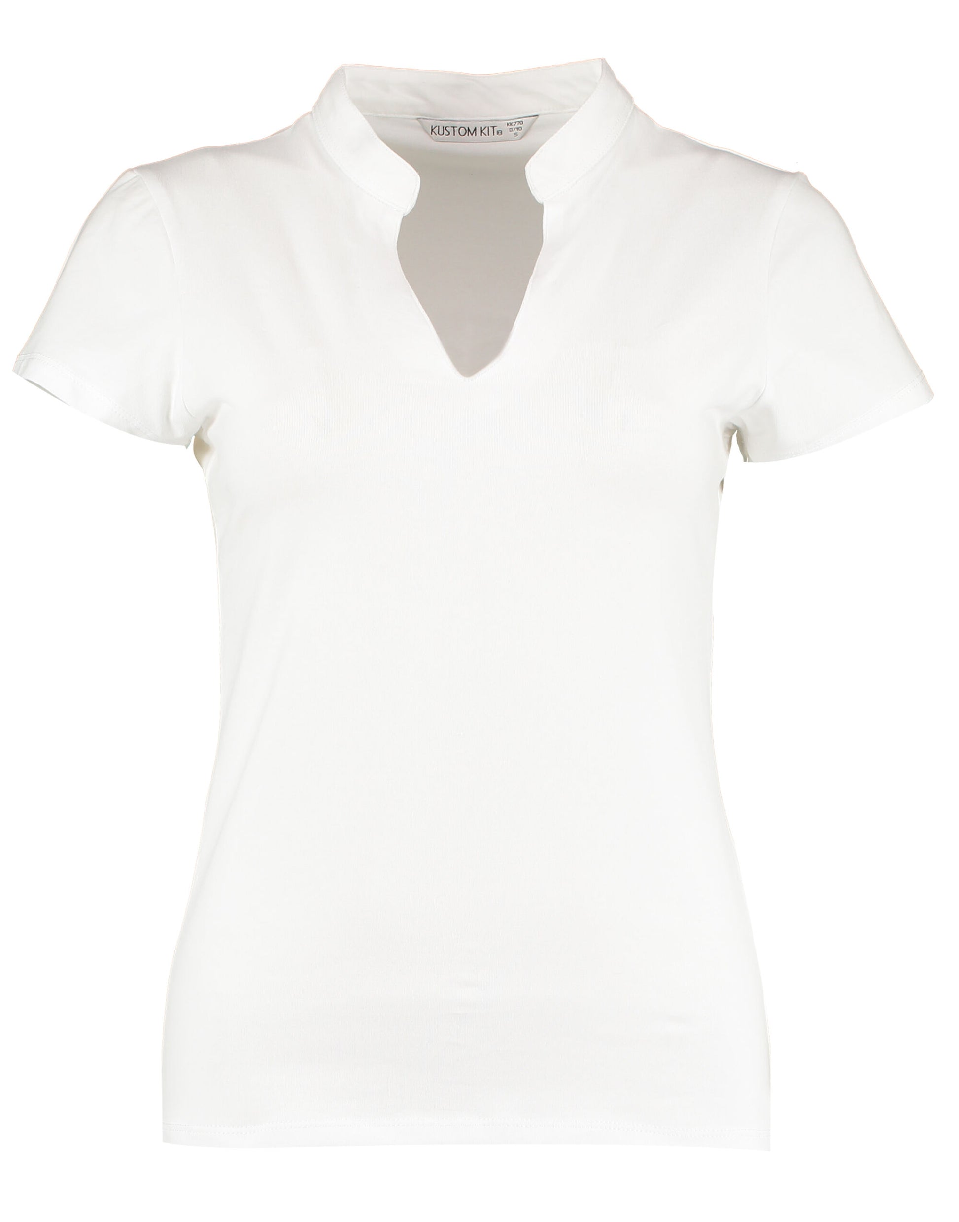 Regular Fit Short Sleeve Mandarin Colar Top - White