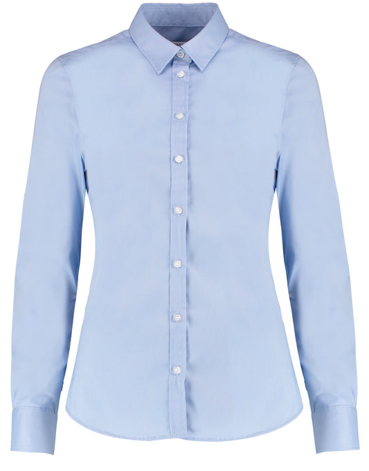 Tailored Fit Long Sleeve Stretch Oxford Shirt - Light Blue