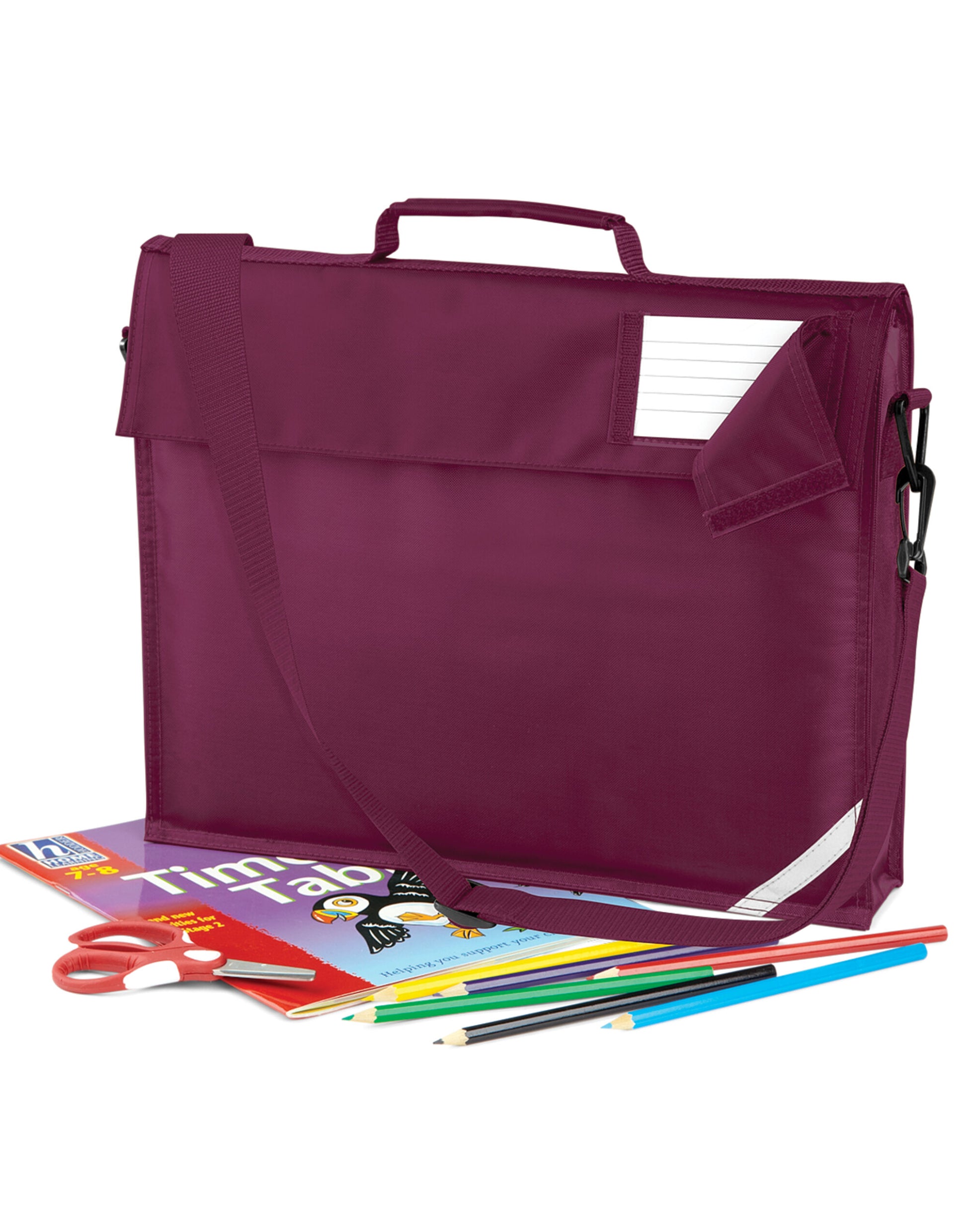 Junior Book Bag With Strap - Burgundy
