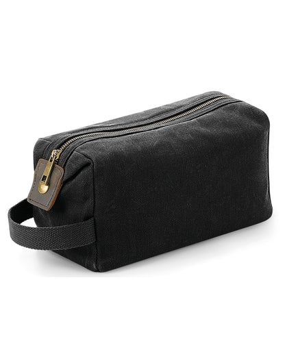 Heritage Waxed Canvas Wash Bag - Black
