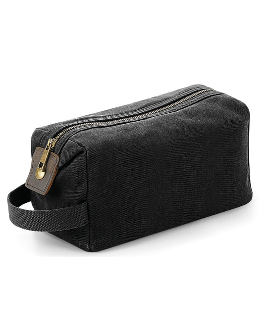 Heritage Waxed Canvas Wash Bag - Black
