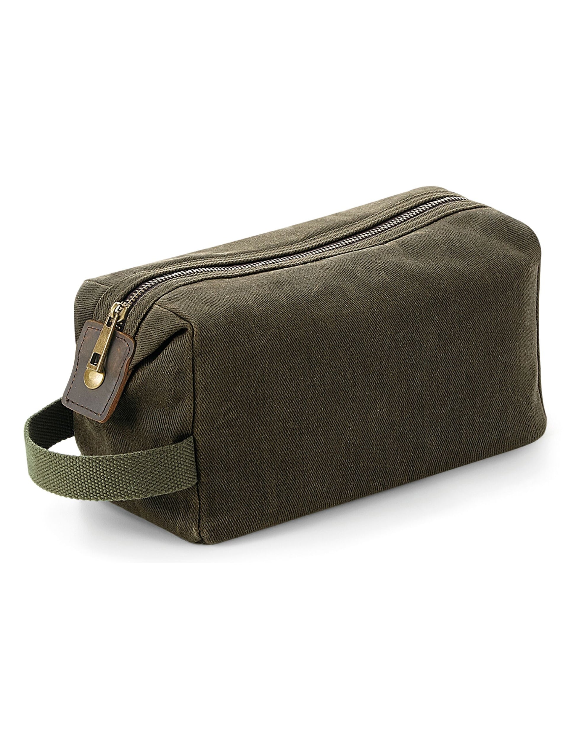 Heritage Waxed Canvas Wash Bag - Olive Green