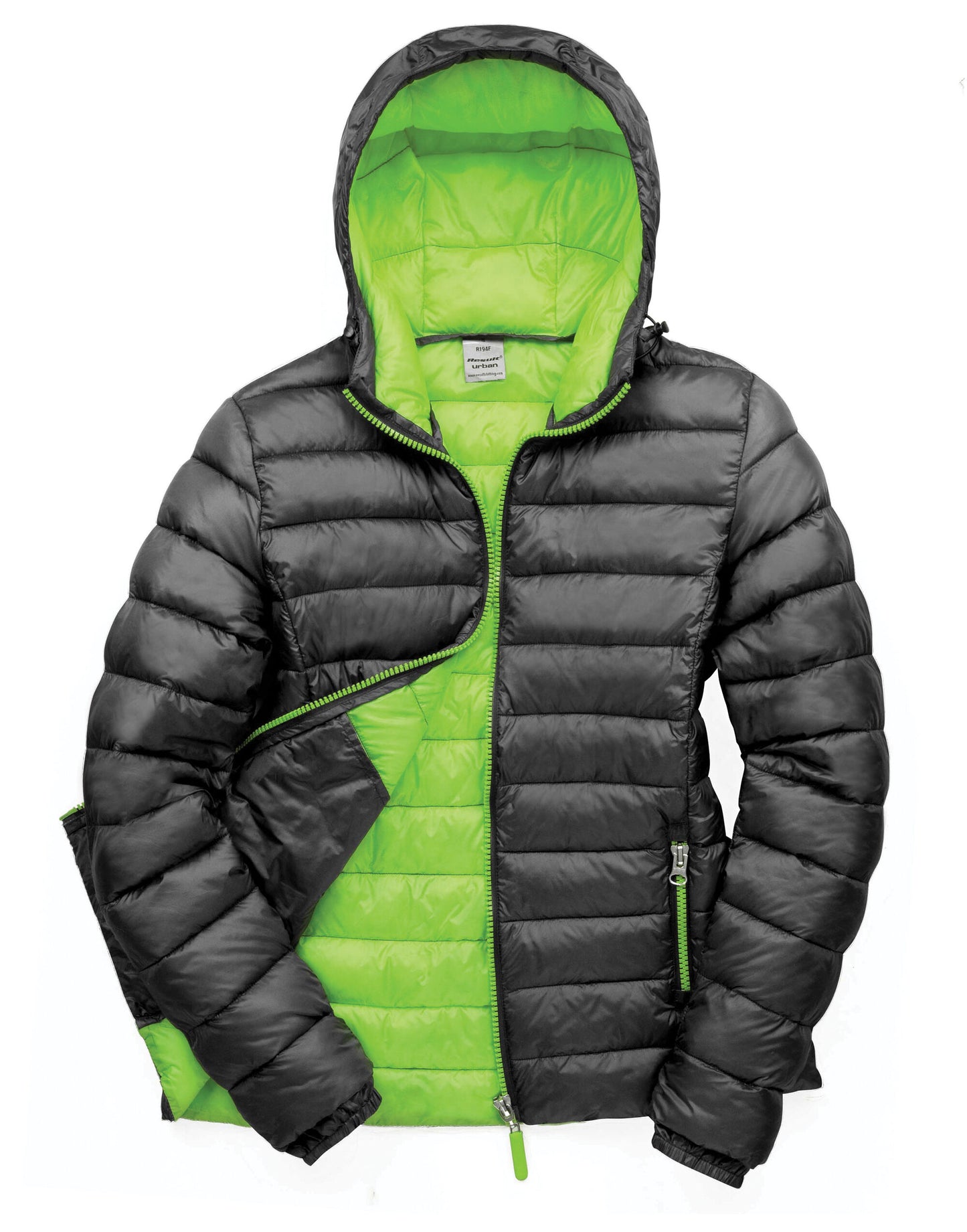 Ladies' Snow Bird Padded Jacket - Black/Lime Green