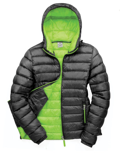Ladies' Snow Bird Padded Jacket - Black/Lime Green