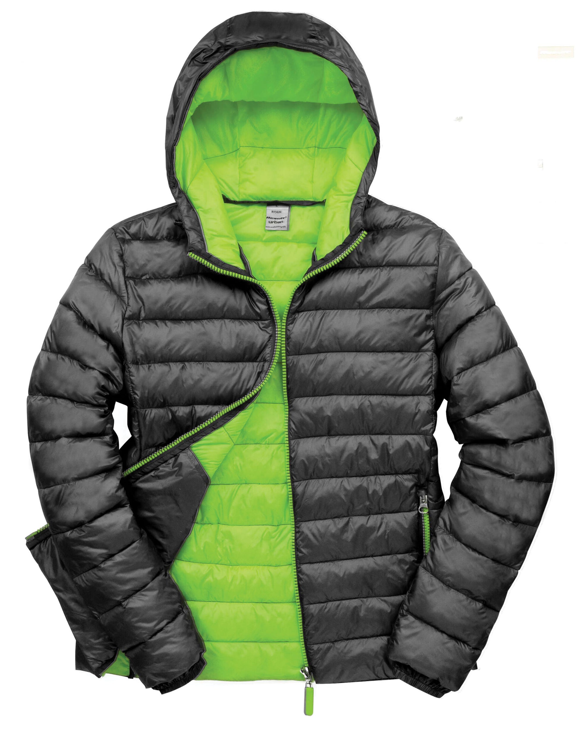 Men's Snow Bird Padded Jacket - Black/Lime Green