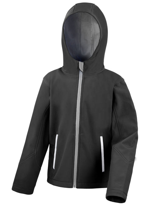Junior TX Performance Hooded Softshell - Black/ Grey