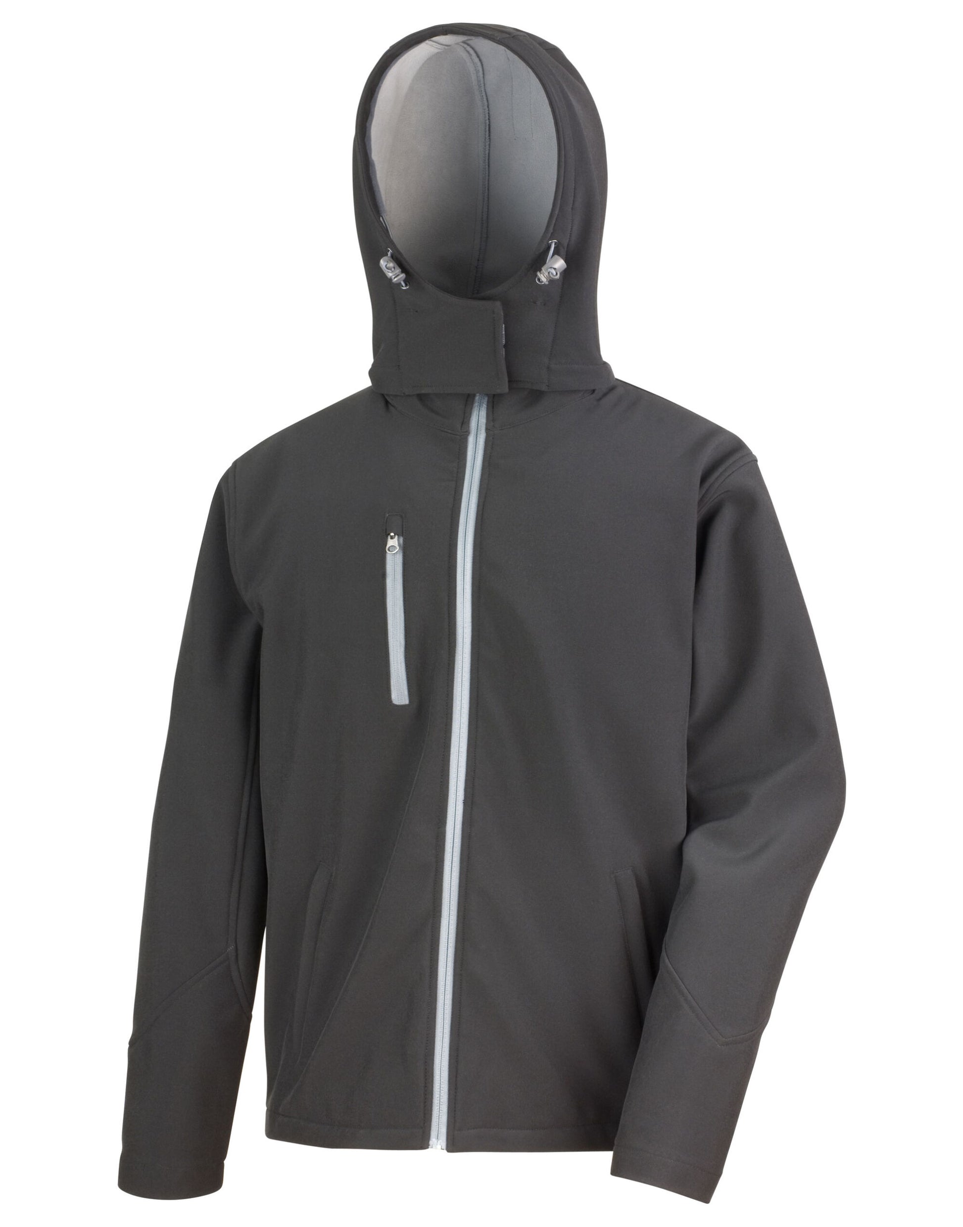 Men's Recycled Hooded Softshell - Black/ Grey