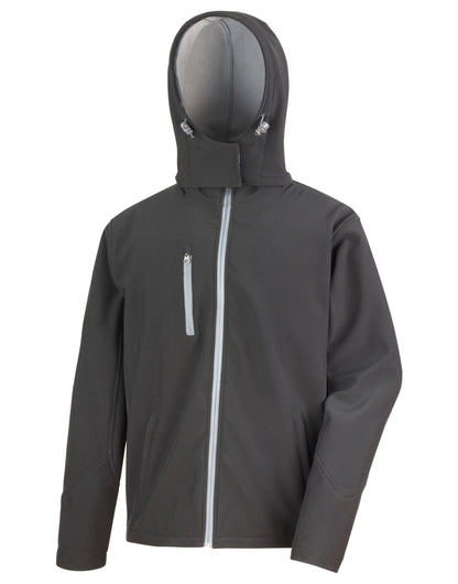 Men's Recycled Hooded Softshell - Black/ Grey
